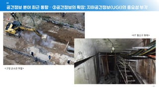 공간정보 분야 최근 동향 – ③공간정보의 확장: 지하공간정보(UGI)의 중요성 부각
01
- 53 -
<고양 온수관 파열>
<KT 통신구 화재>
 