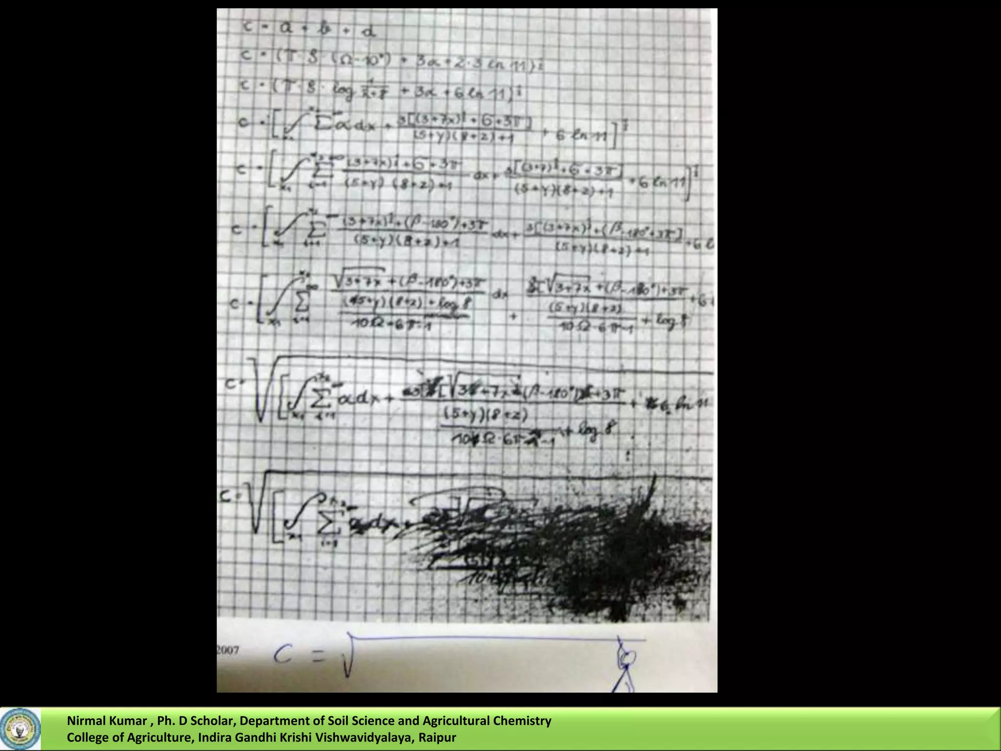 Nirmal Kumar , Ph. D Scholar, Department of Soil Science and Agricultural Chemistry
College of Agriculture, Indira Gandhi Krishi Vishwavidyalaya, Raipur
 