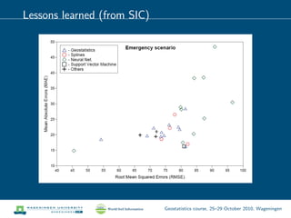 Lessons learned (from SIC)
Geostatistics course, 25–29 October 2010, Wageningen
 