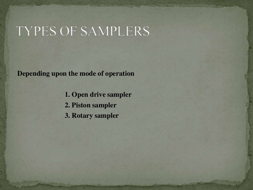 Types of samplers used in soil sampling