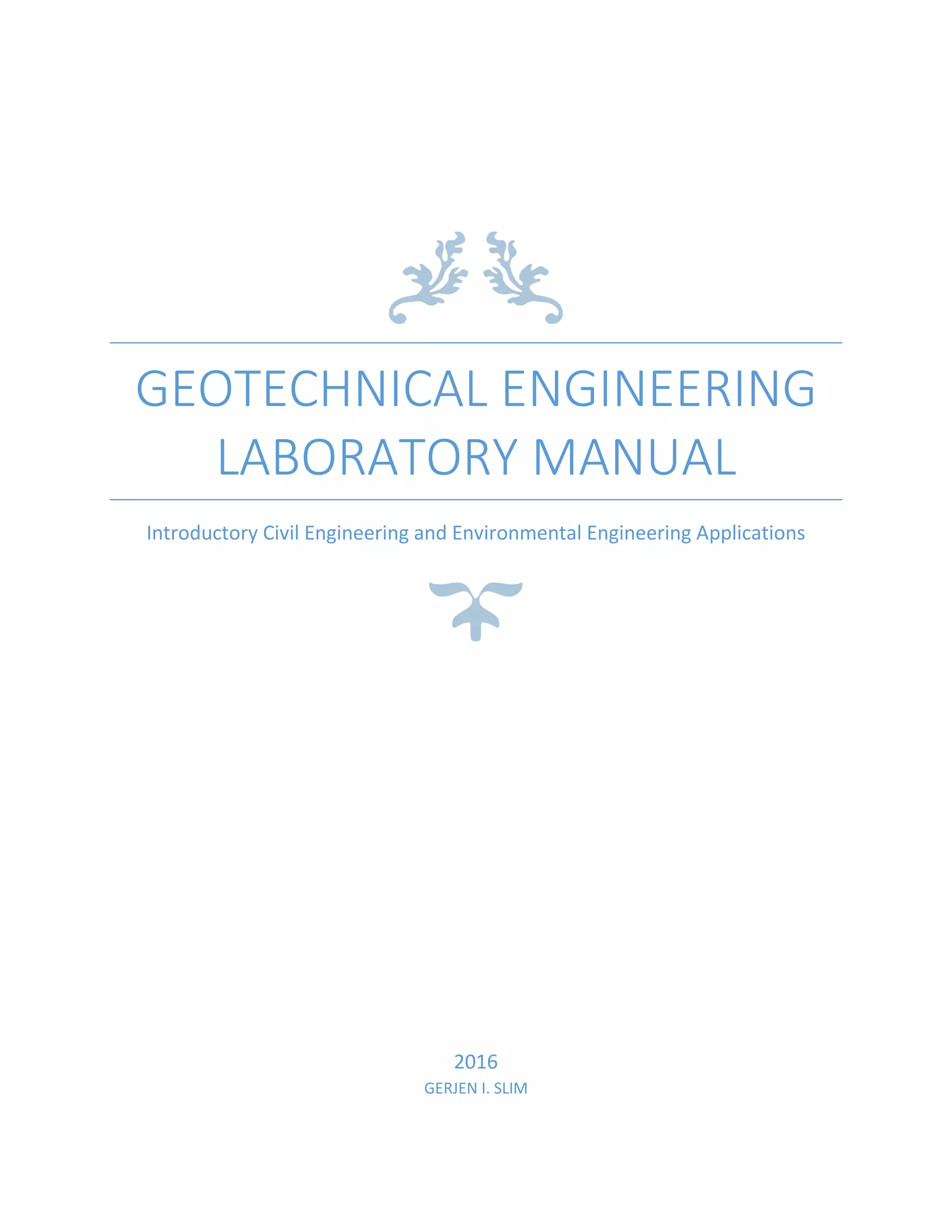 Geotechnical Engineering Laboratory Manual PDF