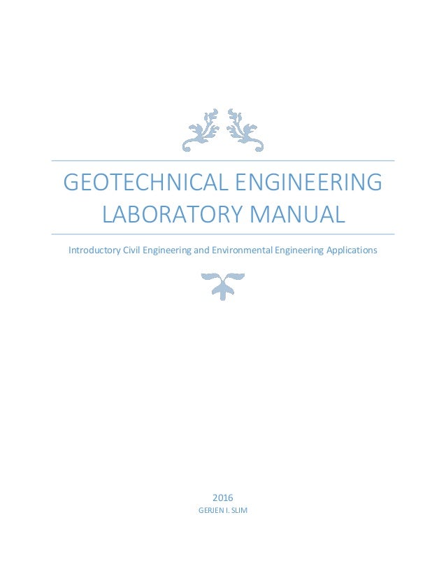 Geotechnical Engineering Laboratory Manual