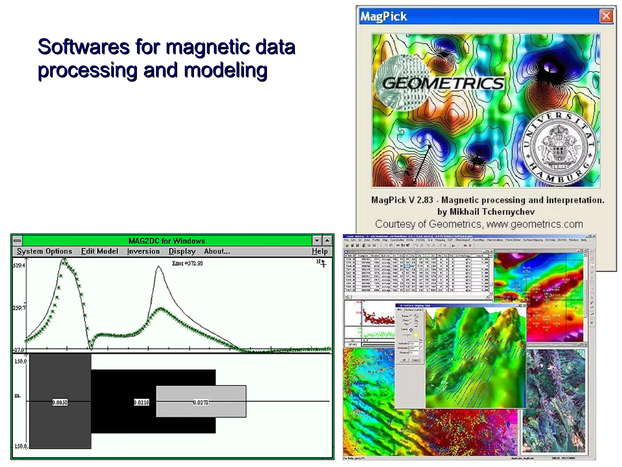 Softwares for magnetic data processing and modeling 