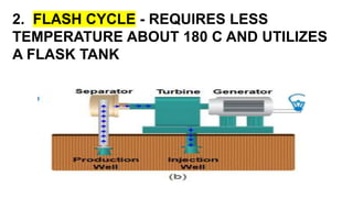 2. FLASH CYCLE - REQUIRES LESS
TEMPERATURE ABOUT 180 C AND UTILIZES
A FLASK TANK
 