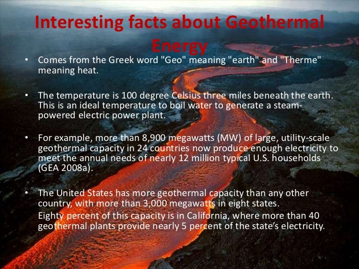 Geothermal Energy Facts Geothermal Energy Facts