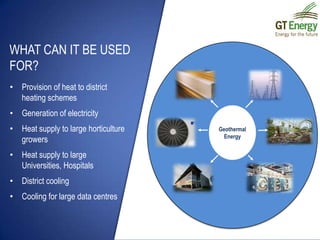 The cooled geothermal fluid from the heat exchanger is returned to the geothermal reservoir through a re-injection wellDistributionElectricity, to a grid
