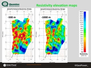 Resistivity elevation maps
‐500 m

‐1000 m

Courtesy of Promete Jeotermal

 