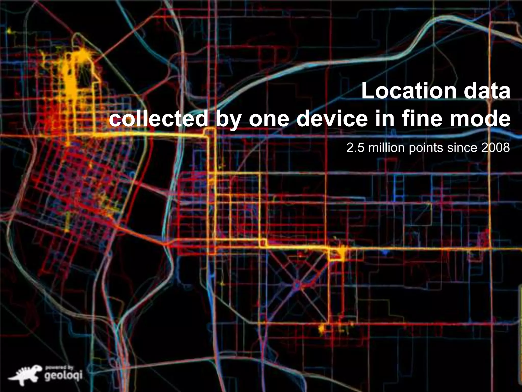 Location data
collected by one device in fine mode
2.5 million points since 2008

 