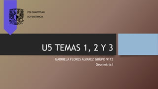 U5 TEMAS 1, 2 Y 3
GABRIELA FLORES ALVAREZ GRUPO 9112
Geometría I
 