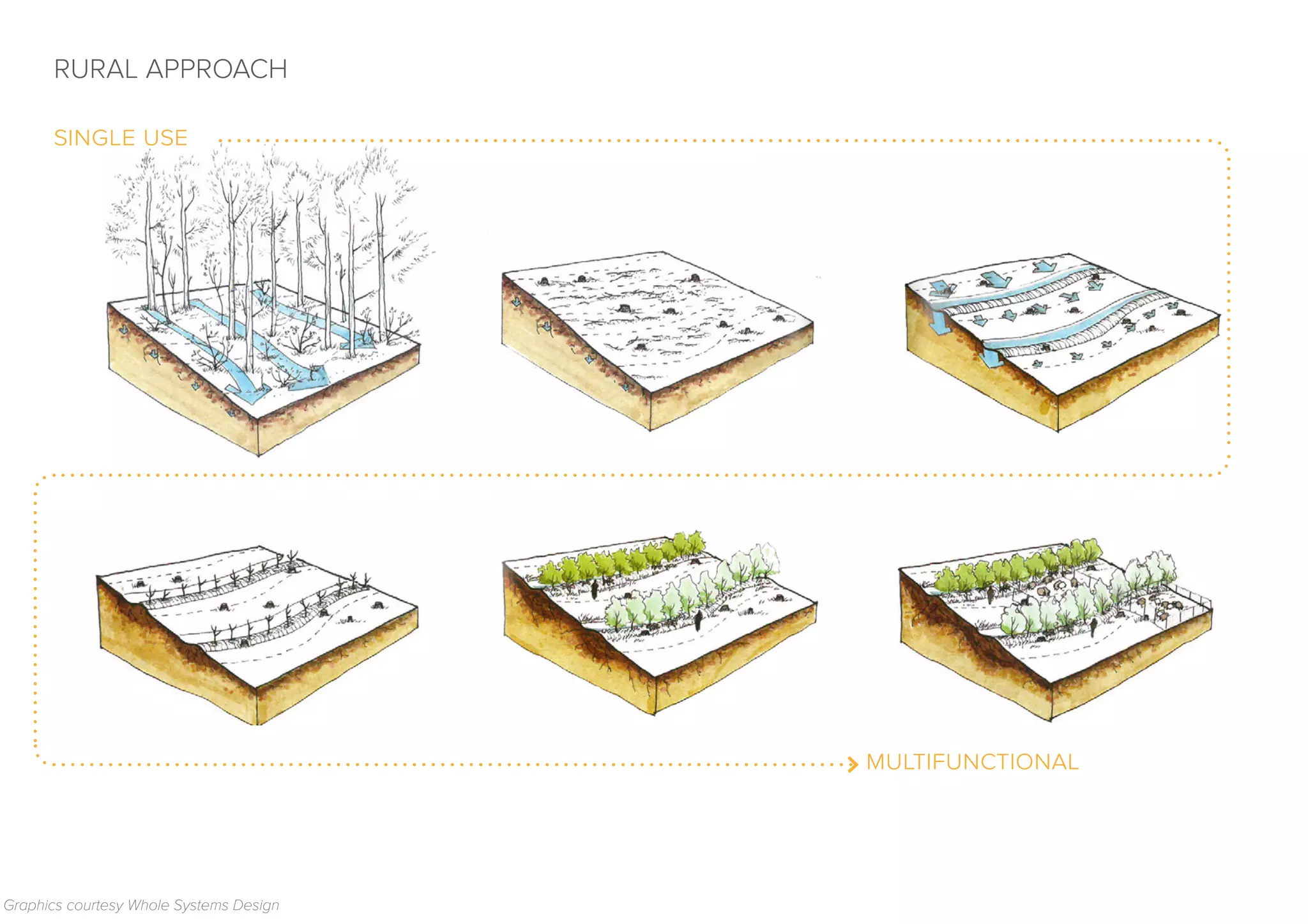 RURAL APPROACH
single use
multifunctional
Graphics courtesy Whole Systems Design