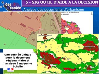 5 - SIG OUTIL D’AIDE A LA DECISION Une donnée unique pour le document réglementaire et l’analyse à moyenne échelle Analyse des documents d’urbanisme 