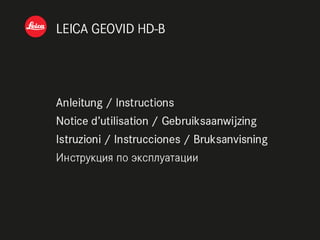 Instruction manual LEICA Geovid HD-B | Optics Trade