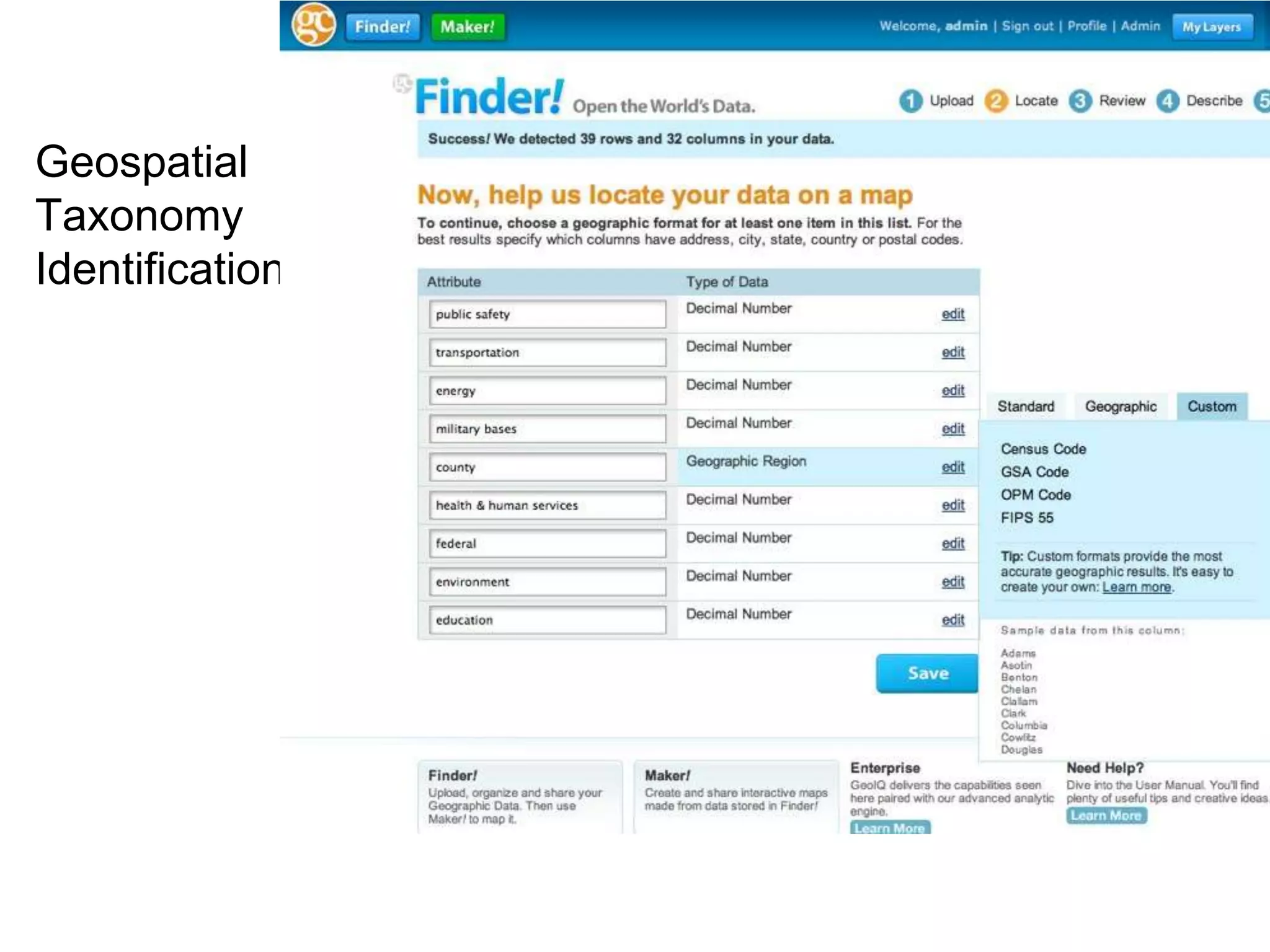 Geospatial Taxonomy Identification