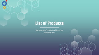 List of Products
We have no of products which is pre
build and Test.
 