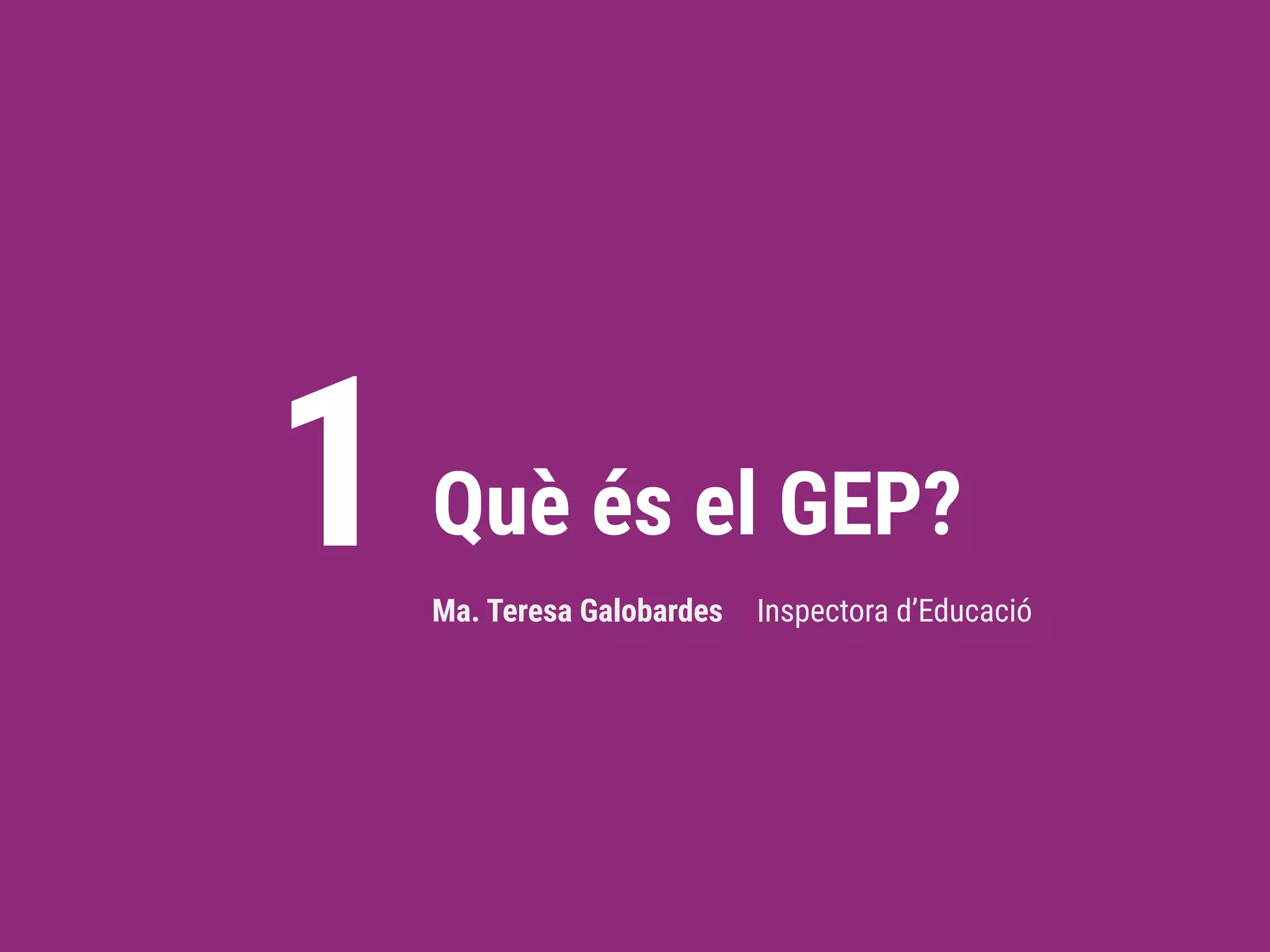 Què és el GEP?
1 Ma. Teresa Galobardes Inspectora d’Educació
 
