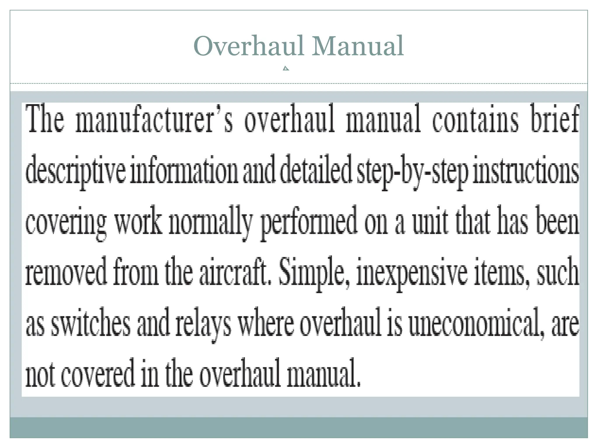 Overhaul Manual
 