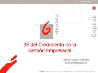 Ramon Buisán Admetlla [email_address] 3E del Crecimiento en la Gestión Empresarial 