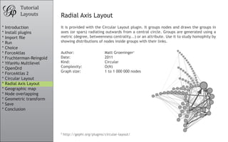 Tutorial
        Layouts          Radial Axis Layout
* Introduction           It is provided with the Circular Layout plug...