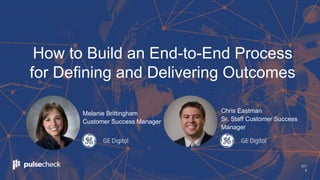 201
8
Melanie Brittingham
Customer Success Manager
How to Build an End-to-End Process
for Defining and Delivering Outcomes
Chris Eastman
Sr. Staff Customer Success
Manager
 