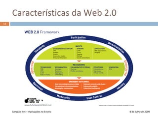 Características da Web 2.08 de Julho de 2009Geração Net - Implicações no Ensino14