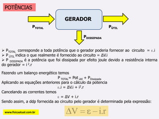 A quantidade de cargas que passa pelo condutor na unidade de tempo é chamada de intensidade de corrente.