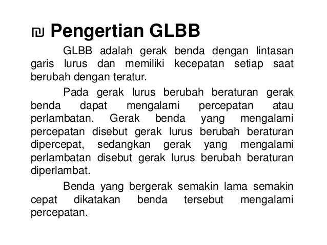 Gerak Lurus Berubah Beraturan Glbb