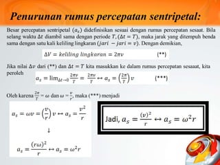 Penurunan rumus percepatan sentripetal:
 