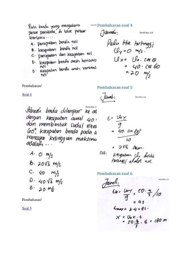 Contoh Soal Fisika Gerak Parabola Ilmu Pengetahuan 2