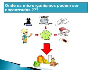 Onde os microrganismos podem ser
encontrados ???
 
