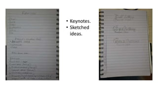 • Keynotes.
• Sketched
ideas.
 