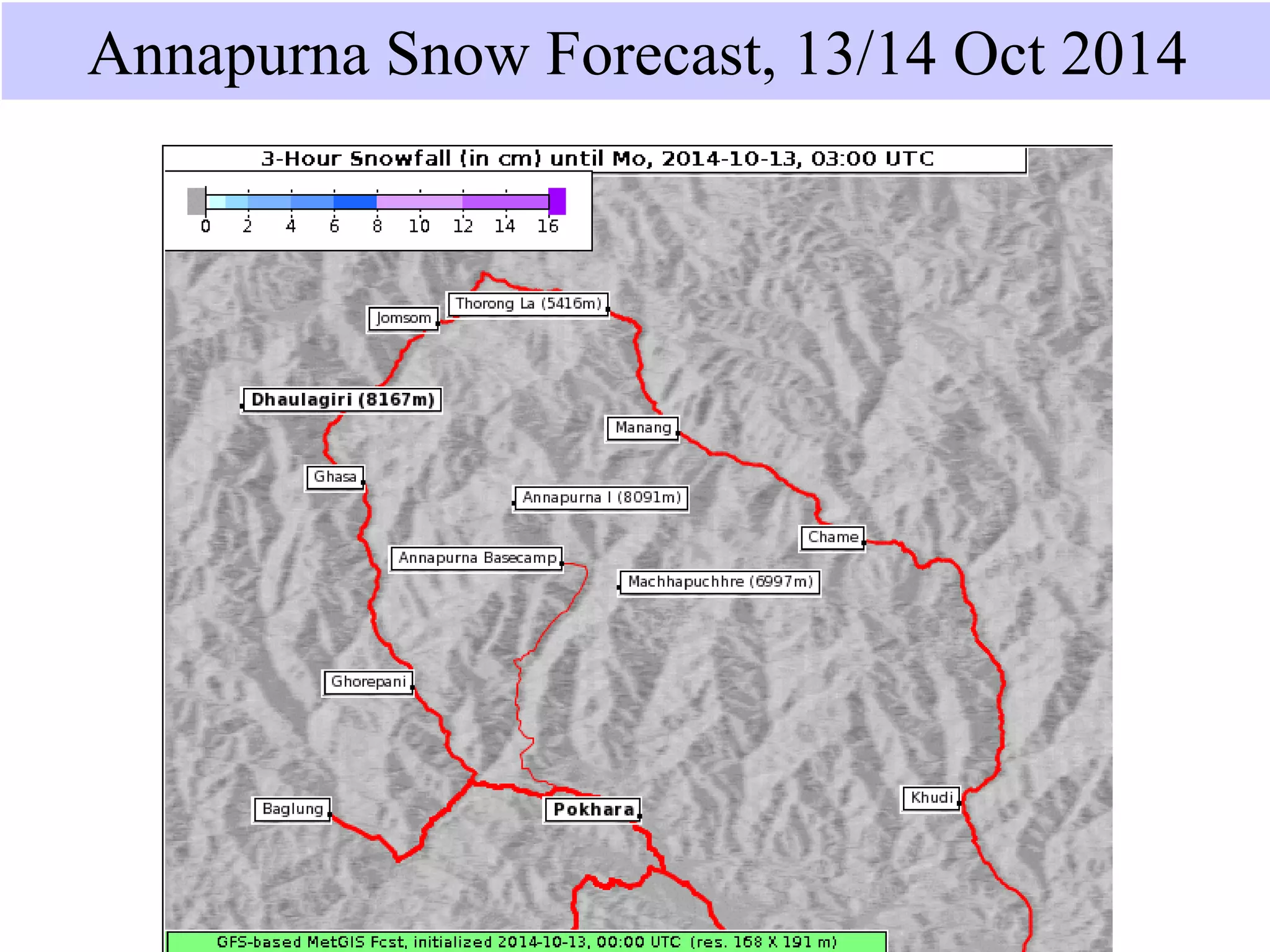 Annapurna Snow Forecast, 13/14 Oct 2014
 