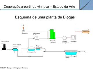 UNICAMP – Geração de Energia por Biomassa Cogeração a partir da vinhaça – Estado da Arte Esquema de uma planta de Biogás 