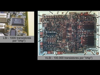 LSI - 1000 transistores por "chip") VLSI - 100.000 transistores por "chip") 
