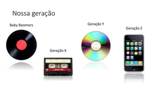 Nossa geração 
Baby Boomers 
Geração X 
Geração Y 
Geração Z 
 
