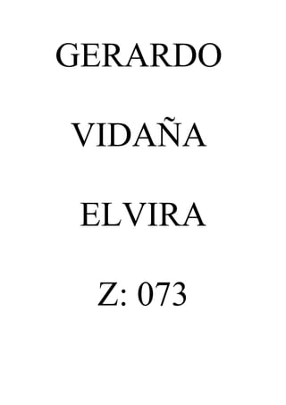 GERARDO

VIDAÑA

 ELVIRA

 Z: 073
 