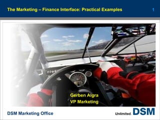 The Marketing – Finance Interface: Practical Examples Gerben Algra VP Marketing 