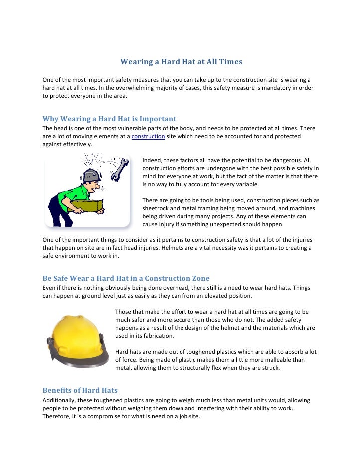 wearing a hard hat at all times
