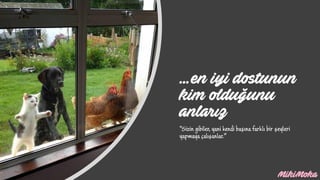 “Sizin gibiler, yani kendi başına farklı bir şeyleri
yapmaya çalışanlar.”
…en iyi dostunun
kim olduğunu
anlarız
 