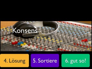 Konsens


4. Lösungen 5. Sortiere
 4. Lösung                6. gut so!
                          6.VETO
 