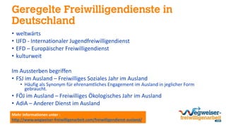 Geregelte Freiwilligendienste im Ausland und flexible ...