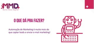 O que dá pra fazer?
Automação de Marketing é muito mais do
que captar leads e enviar e-mail marketing!
 