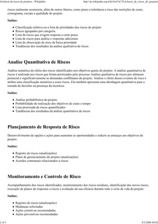 Gerencia de Riscos de Projetos