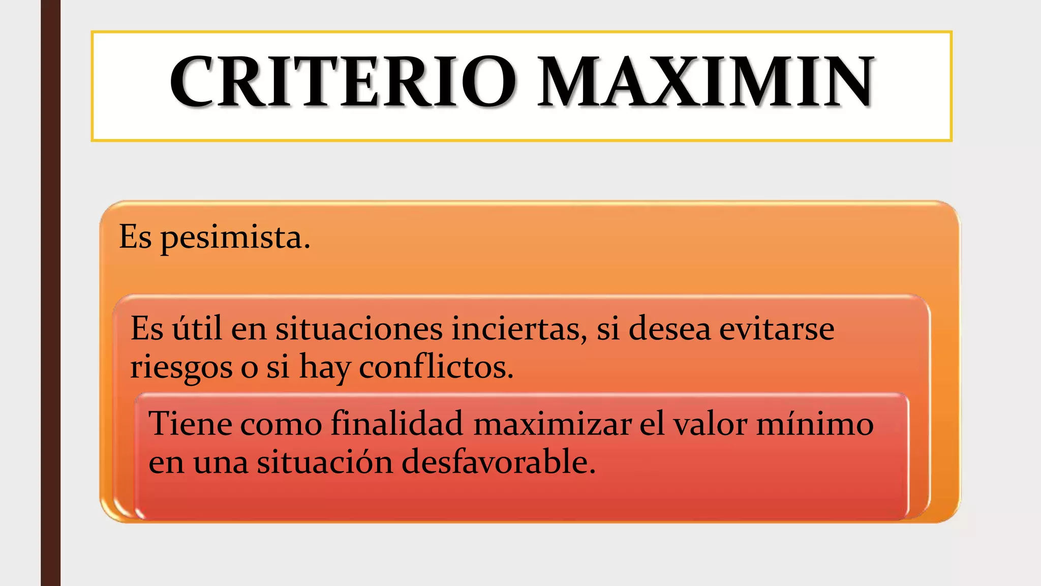 Teoria De Decisiones, Minimax o Savage, Maximin o Wald | PPTX