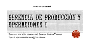 Docente: Mg. Mitzi Lourdes del Carmen Linares Vizcarra
E-mail: ejelinaresvizcarra@Gmail.com
UNIDAD I : SESION II
1
 
