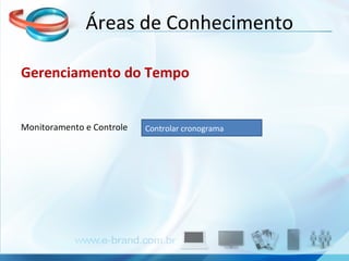 Gerenciamento do Tempo Monitoramento e Controle  Áreas de Conhecimento Controlar cronograma 