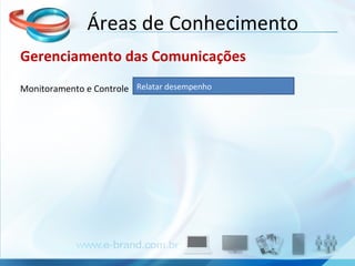 Gerenciamento das Comunicações Monitoramento e Controle  Áreas de Conhecimento Relatar desempenho 