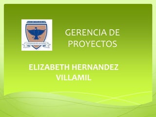 GERENCIA DE
PROYECTOS
ELIZABETH HERNANDEZ
VILLAMIL
 