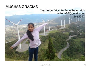 MUCHAS GRACIAS

Ing. Ángel Vicente Tene Tene, Mgs
avtene56@gmail.com
2615367

Angel V. Tene T.

70

 