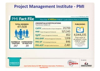 Juan Carlos Garcia, IE, PMP. Derechos reservados. Prohibida su
reproducción
Project Management Institute ‐ PMI 
 