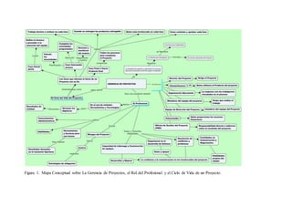 Figura 1. Mapa Conceptual sobre La Gerencia de Proyectos, el Rol del Profesional y el Ciclo de Vida de un Proyecto.
 